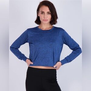Blue Cropped Cuffed Sleeve active shirt